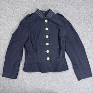 Ralph Lauren Polo Jeans Military Jacket Womens XS Black Brass Button Coat